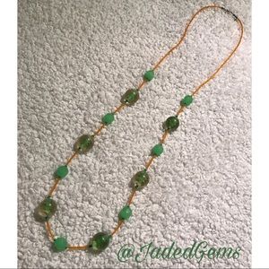 Glass and seed bead sweater necklace